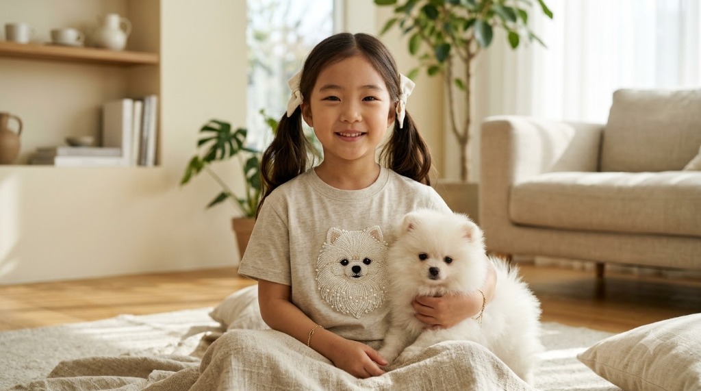 아이와 포메라니안 커플룩