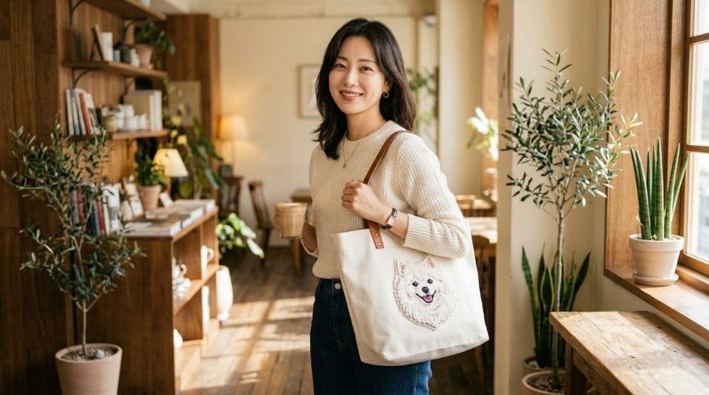 시그니처 비즈 캔버스 토트백